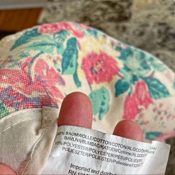 Vintage floral tan & pink floppy summer bucket hat - Picture 4 of 7